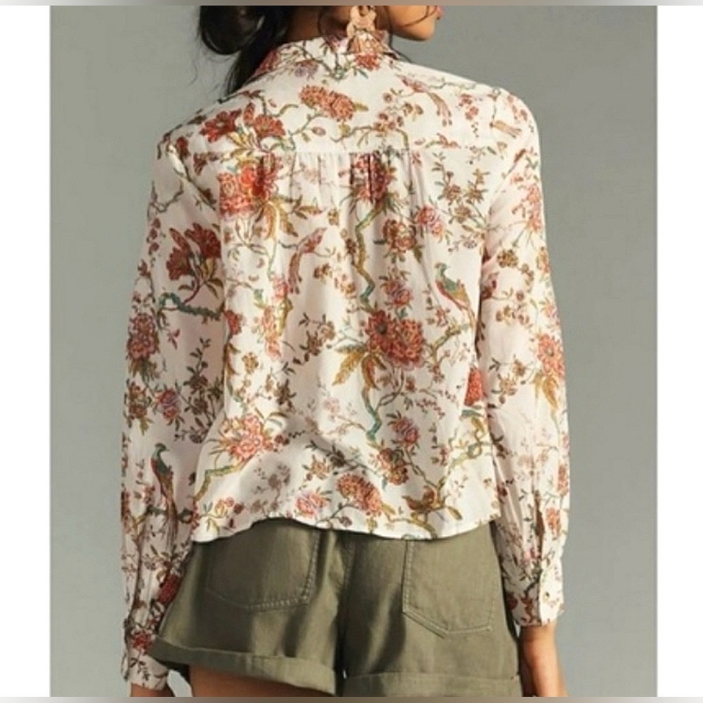 Pilcro Anthropologie Floral Button Down Blouse, Size Medium - Picture 2 of 11